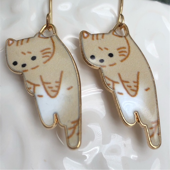 New Kitten Cat Dangle Drop Earrings Cute Fun Pet Gift Cartoon Anime Kitty Blonde - Picture 6 of 6